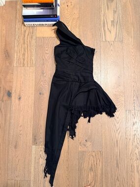 Alexander Wang One-Shoulder Black Asymmetric Dress with built in corset.